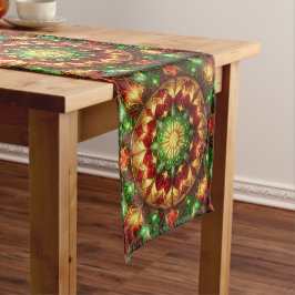 Green Red Decorative Holiday Table Runner Mittelgroßer Tischläufer