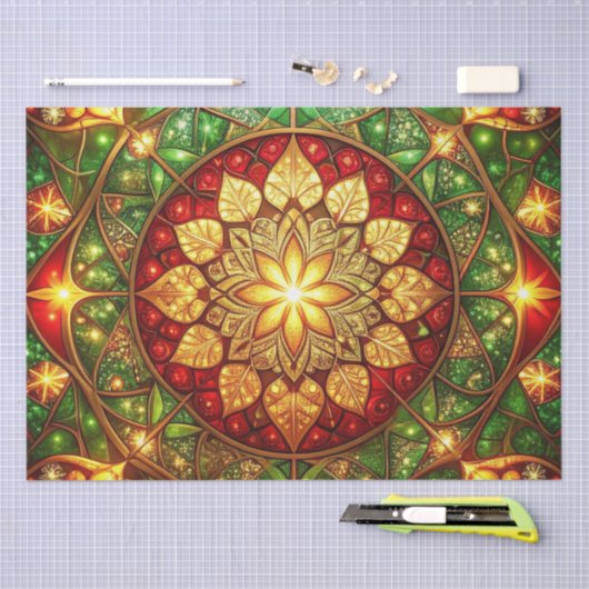 Green Red Decorative Holiday Tissue Paper Seidenpapier (Handwerk)