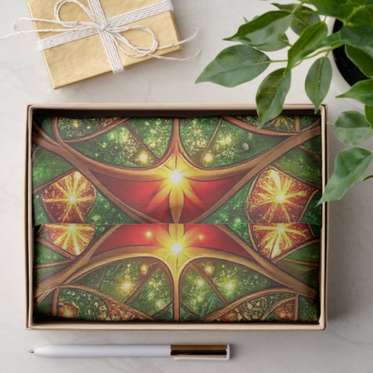 Green Red Decorative Holiday Tissue Paper Seidenpapier (Geschenk)