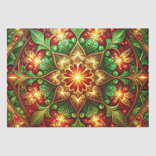 Green Red Decorative Holiday Tissue Paper Seidenpapier (Vorderseite)