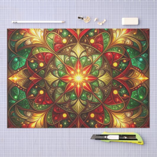 Green Red Decorative Holiday Tissue Paper Seidenpapier (Handwerk)