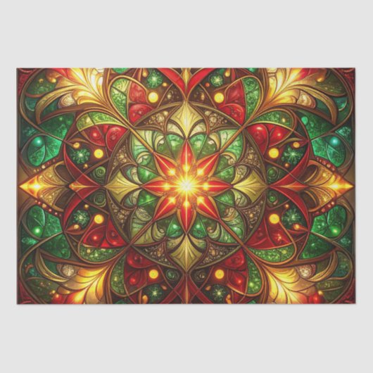 Green Red Decorative Holiday Tissue Paper Seidenpapier (Vorderseite)