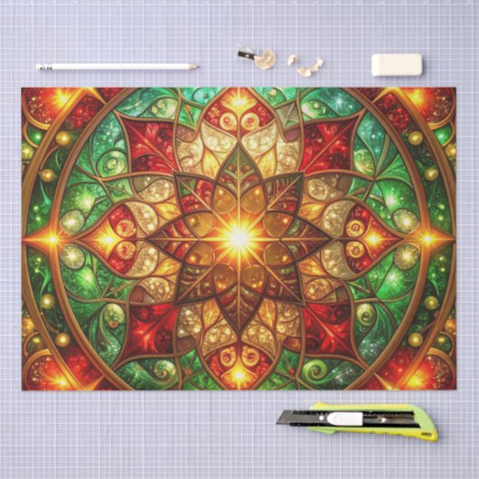 Green Red Decorative Holiday Tissue Paper Seidenpapier (Handwerk)