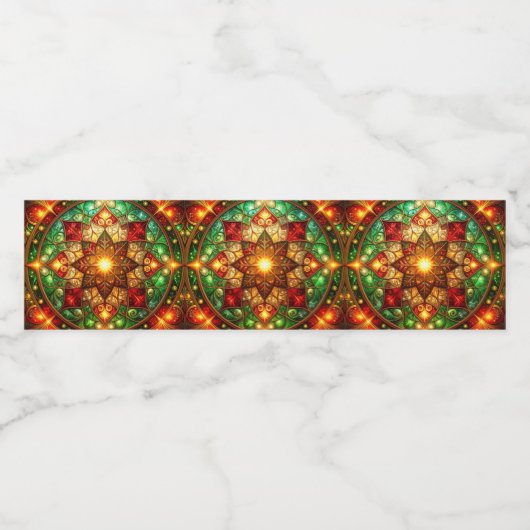 Green Red Decorative Holiday Wasserflaschenetikett (Einzelnes Label)