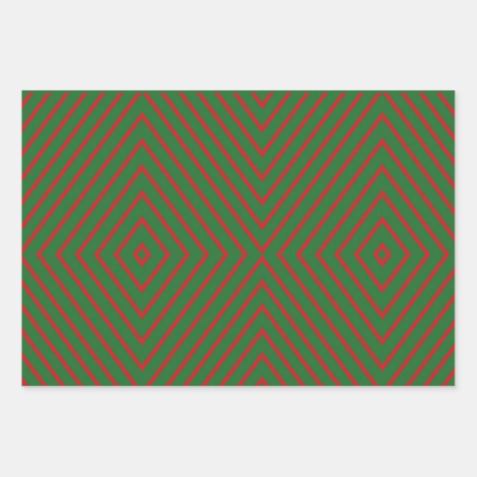 Green & Red Diagonal Lines Geschenkpapier Set (Vorderseite 2)