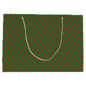 Green & Red Diagonal Lines Gift Bag Große Geschenktüte (Rückseite)