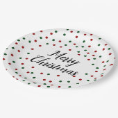 Green Red Dots Weihnachts-Party Pappteller (Schrägansicht)