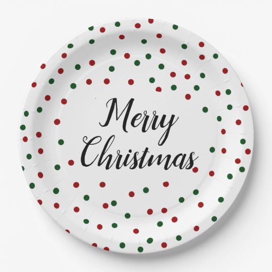 Green Red Dots Weihnachts-Party Pappteller (Vorderseite)