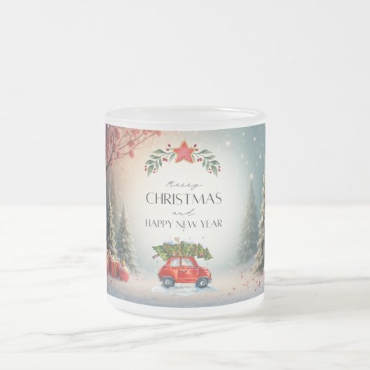 Green&red festive Christmas mug2025 Mattglastasse (Mittel)