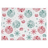 Green Red Festive Wirbel und Snowflakes Weihnachte Große Geschenktüte (Rückseite)