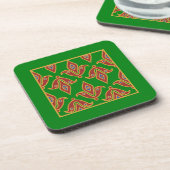 Green, Red, Fleur-de-lys Cork Untersetzer (Linke Seite)