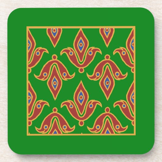 Green, Red, Fleur-de-lys Cork Untersetzer (Vorderseite)