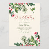 Green red floral birthday einladung (Vorderseite)