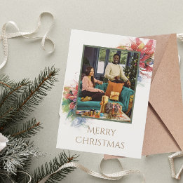 Green Red Floral Illustration Weihnachtsgrüße Einladung