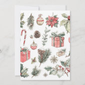 Green Red Floral Whimsical Watercolor Holiday Card (Rückseite)
