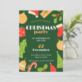 Green Red Funny Simple Christmas Party Einladung (Stehend Vorderseite)