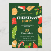 Green Red Funny Simple Christmas Party Einladung (Vorne/Hinten)