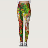 Green Red Ganesh Hippie Boho Psychedelic Festival Leggings (Vorderseite)
