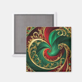 Green Red Gold Decoration Weihnachtsmagnet Magnet (Vorderseite/Rückseite)