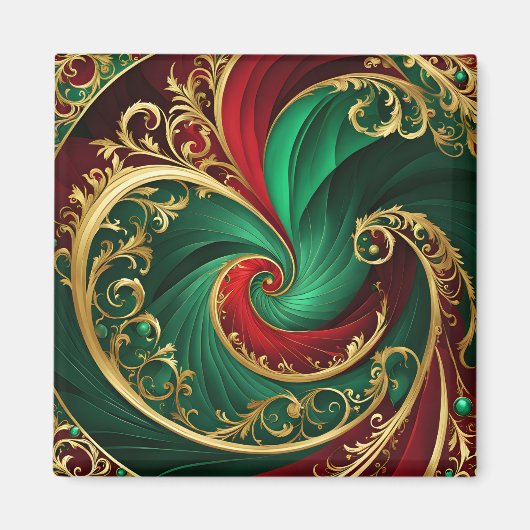 Green Red Gold Decoration Weihnachtsmagnet Magnet (Vorne)