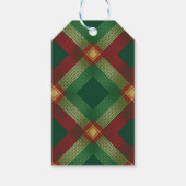 GREEN RED GOLD HOLIDAY PLAID PATTERN GESCHENKANHÄNGER (Vorderseite)