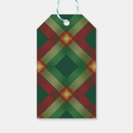 GREEN RED GOLD HOLIDAY PLAID PATTERN GESCHENKANHÄNGER