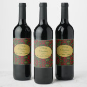 Green Red Gold, Holly und Amaryllis Weihnachten Weinetikett (Flaschen)