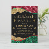 Green Red & Gold Snowflake Company Christmas Party Einladung (Stehend Vorderseite)