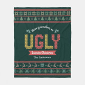 Green Red Gold Ugge Christmas Sweater Nordic Stric Fleecedecke (Vorderseite)