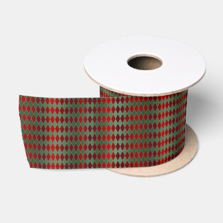 Green Red Harlequin Christmas Satin Ribbon Satinband