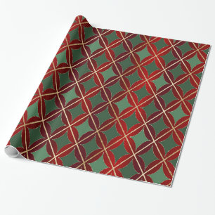 Green Red Harlequin Weihnachtswrapping Paper Geschenkpapier