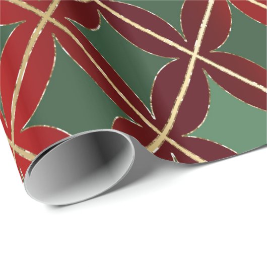 Green Red Harlequin Weihnachtswrapping Paper Geschenkpapier (Rolleneckpunkt)
