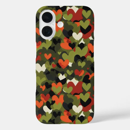 Green Red Heart Pattern Case-Mate iPhone Hülle (Rückseite)
