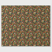 Green Red Heart Pattern Geschenkpapier (Flach)