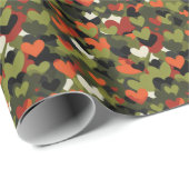 Green Red Heart Pattern Geschenkpapier (Rolleneckpunkt)