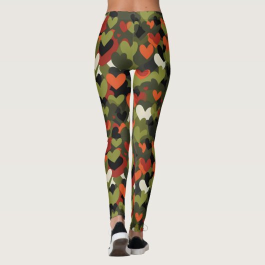 Green Red Heart Pattern Leggings (Rückseite)