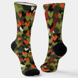 Green Red Heart Pattern Socken