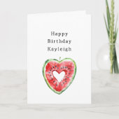Green Red Heart Watermelon Birthday Karte (Vorderseite)
