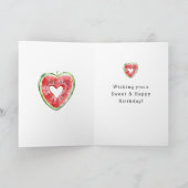 Green Red Heart Watermelon Birthday Karte (Innenseite)