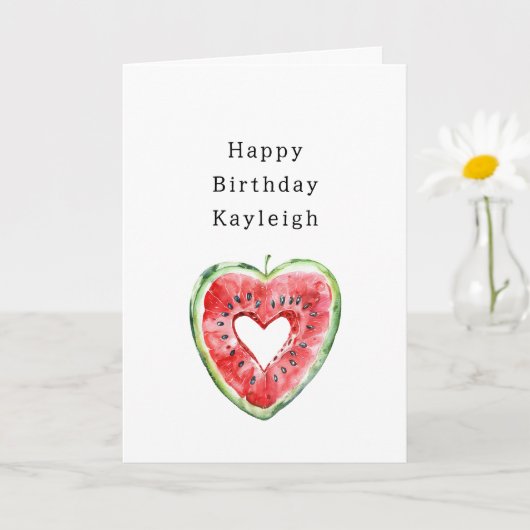 Green Red Heart Watermelon Birthday Karte (Kleine Pflanze)