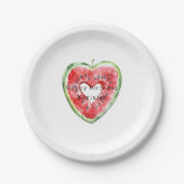 Green Red Heart Watermelon Birthday Pappteller (Vorderseite)