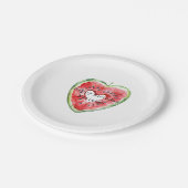 Green Red Heart Watermelon Birthday Pappteller (Schrägansicht)