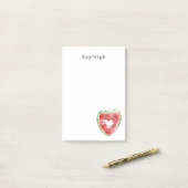 Green Red Heart Watermelon Birthday Post-it Klebezettel (Auf Schreibtisch)