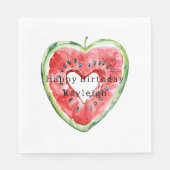 Green Red Heart Watermelon Birthday Serviette (Vorderseite)