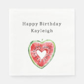 Green Red Heart Watermelon Birthday Serviette (Vorderseite)