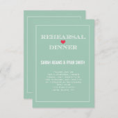 Green Red Heart Wedding Probe Dinner Einladungen (Vorne/Hinten)