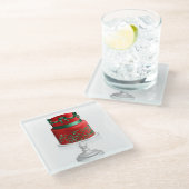 GREEN & RED HOLIDAY CHRISTMAS CAKE GLASUNTERSETZER (Schrägansicht)