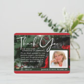 Green & Red Holiday Foto Beileid Danke Karte (Stehend Vorderseite)