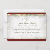 Green & Red Holiday Foto Beileid Danke Karte (Rückseite)