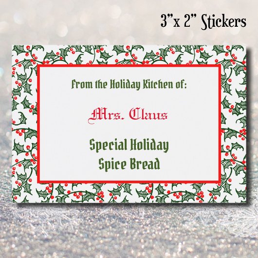 Green Red Holly From the Holiday Kitchen Baking Lebensmitteletikett